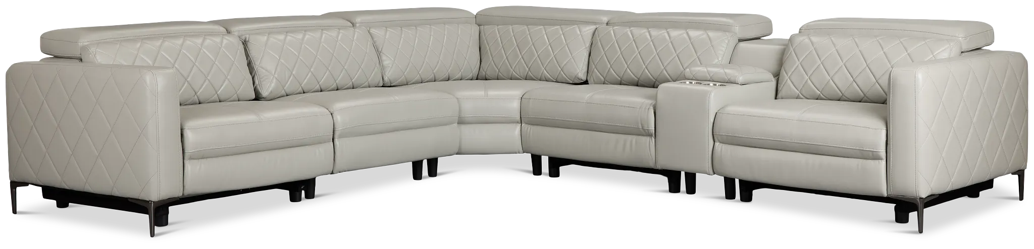 Ava Light Gray Micro Medium Dual Power 2-arm Reclining Sectional