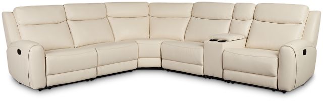 Walker Ivory Lthr/vinyl Medium Dual Manual 2-arm Sectional