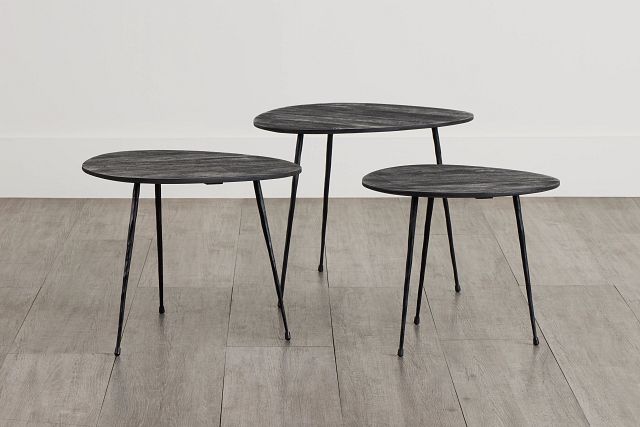 Reef Black Set Of 3 Nesting Tables