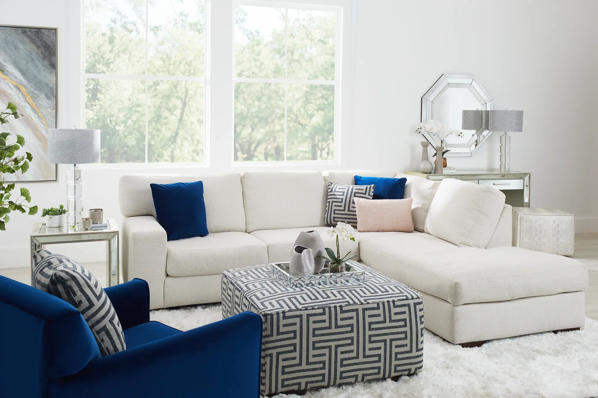 Veronica White Down Right Bumper Sectional Veronica White Down Right Bumper Sectional