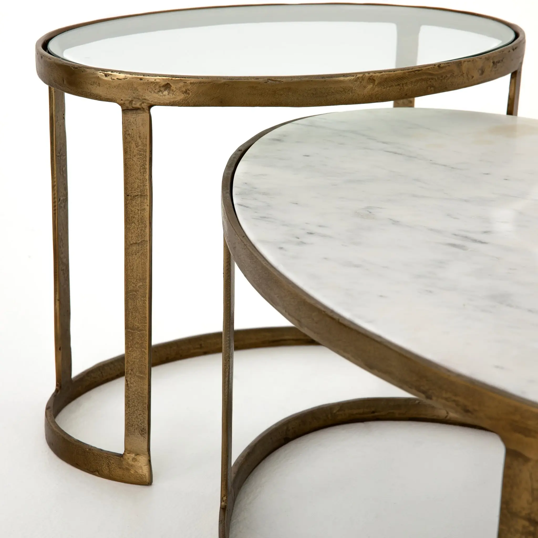 Four Hands Caren White Marble Nesting Coffee Table Four Hands Caren White Marble Nesting Coffee Table