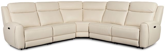 Walker Ivory Lthr/vinyl Small Two-arm Power Reclining Sectional