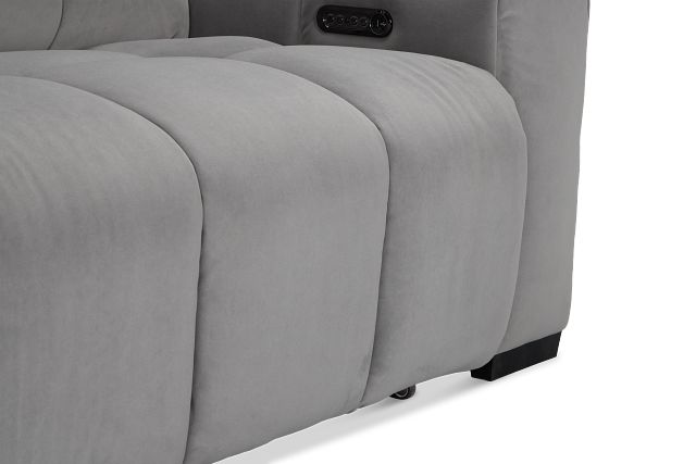 Gemma Light Gray Velvet Right Chaise Power Reclining Sectional