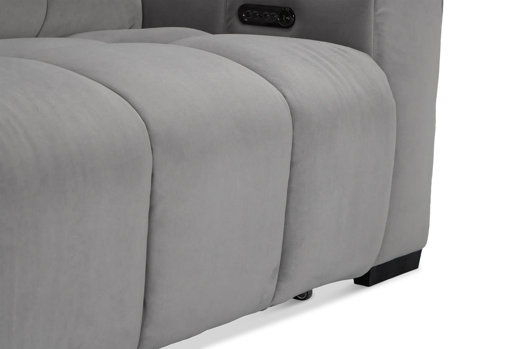 Gemma Light Gray Velvet Right Chaise Power Reclining Sectional