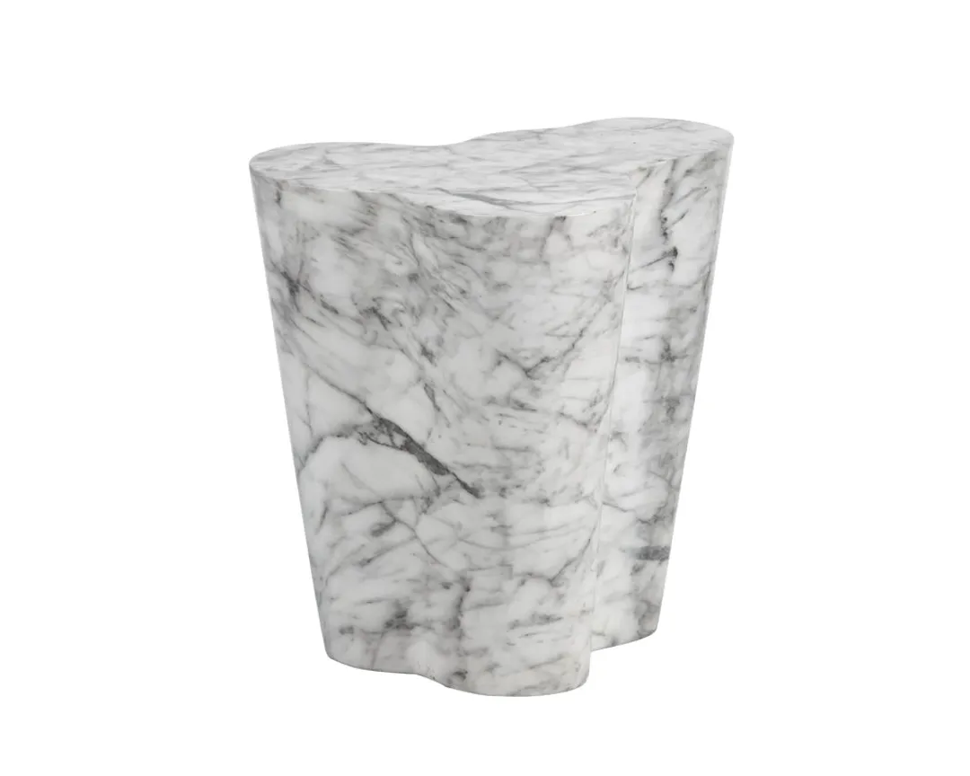 Aviva Light Gray Marble End Table