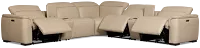 Flexsteel Brodie Taupe Leather/Vinyl Large Triple Power Reclining Two-arm Sectional
