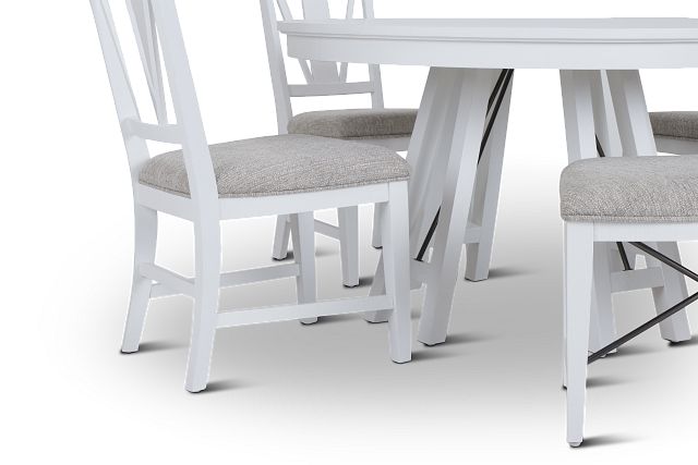 Heron Cove White Round Table, 3 Chairs & Bench (6)