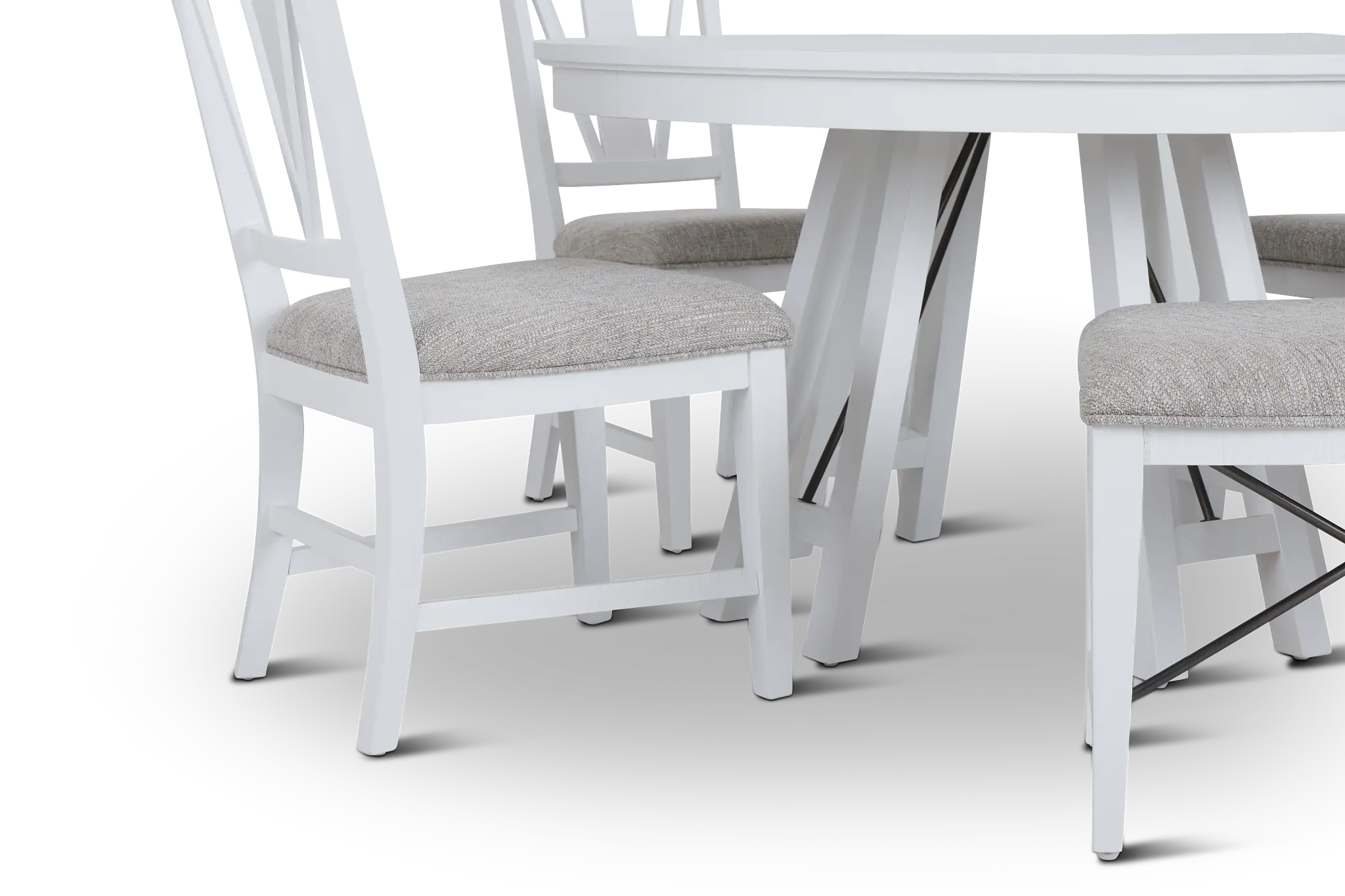 Heron Cove White Round Table, 3 Chairs & Bench Heron Cove White Round Table, 3 Chairs & Bench