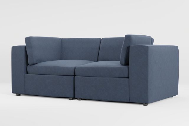 Destin Maguire Blue Fabric 2 Piece Modular Sofa