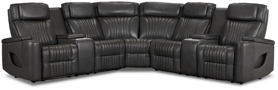 Nova Dark Gray Lthr/vinyl Medium 2-arm Triple Power Massage Sectional Nova Dark Gray Lthr/vinyl Medium 2-arm Triple Power Massage Sectional