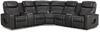 Nova Dark Gray Lthr/vinyl Medium 2-arm Triple Power Massage Sectional