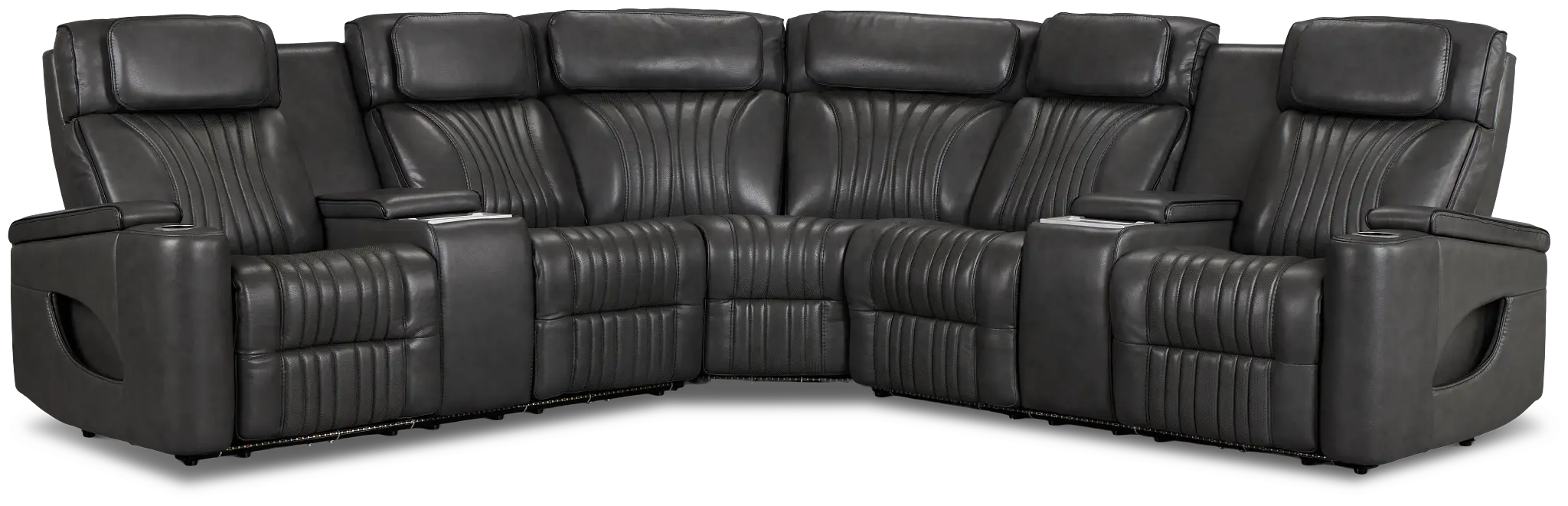 Nova Dark Gray Lthr/vinyl Medium 2-arm Triple Power Massage Sectional Nova Dark Gray Lthr/vinyl Medium 2-arm Triple Power Massage Sectional