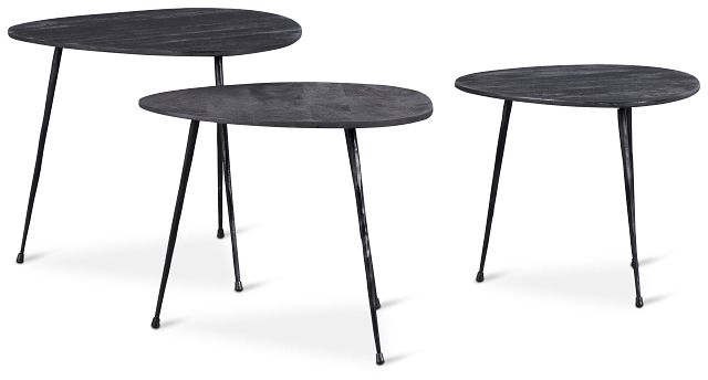 Reef Black Set Of 3 Nesting Tables