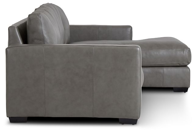 Dawkins Gray Leather Right Chaise Sectional