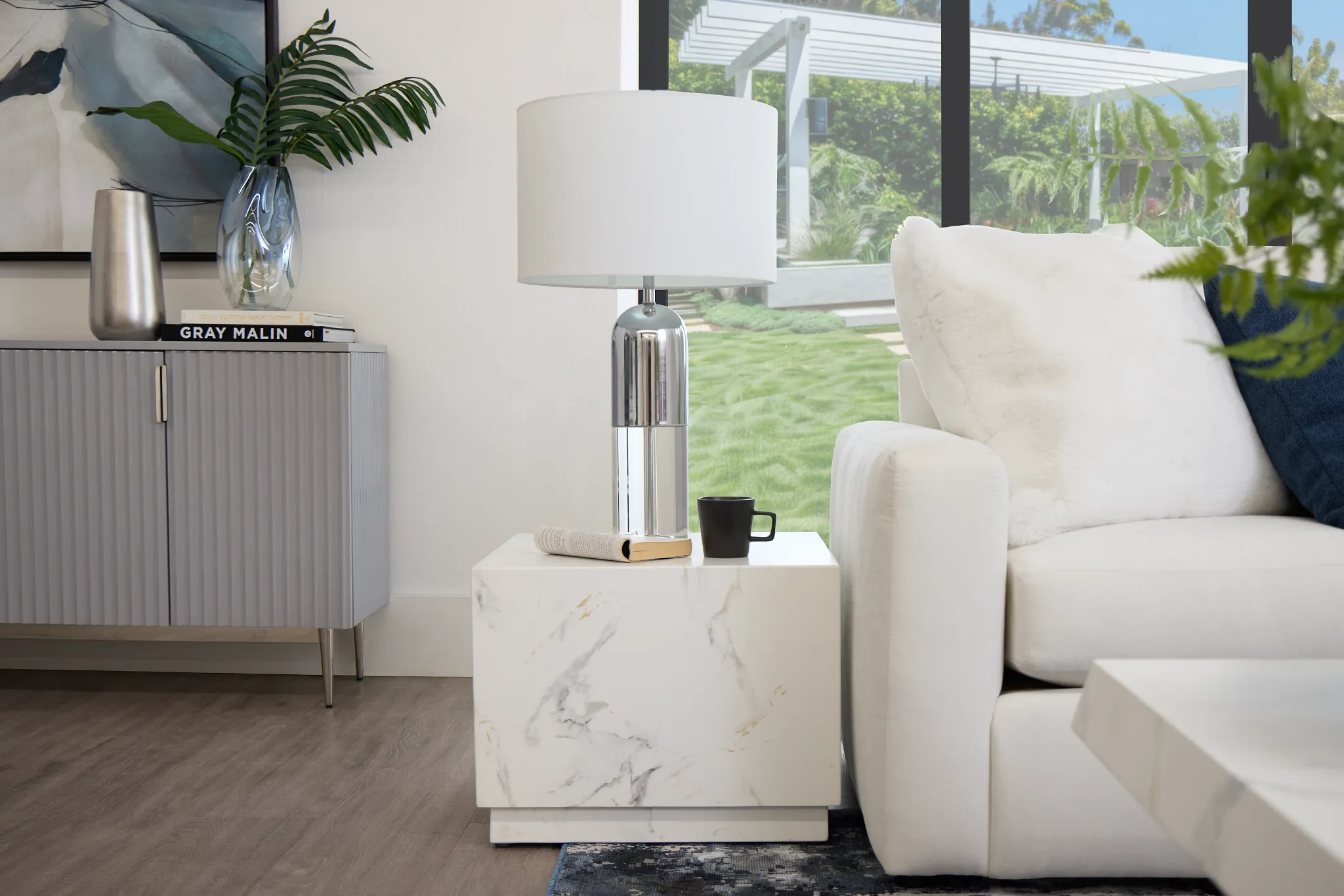 Vilano White Square End Table