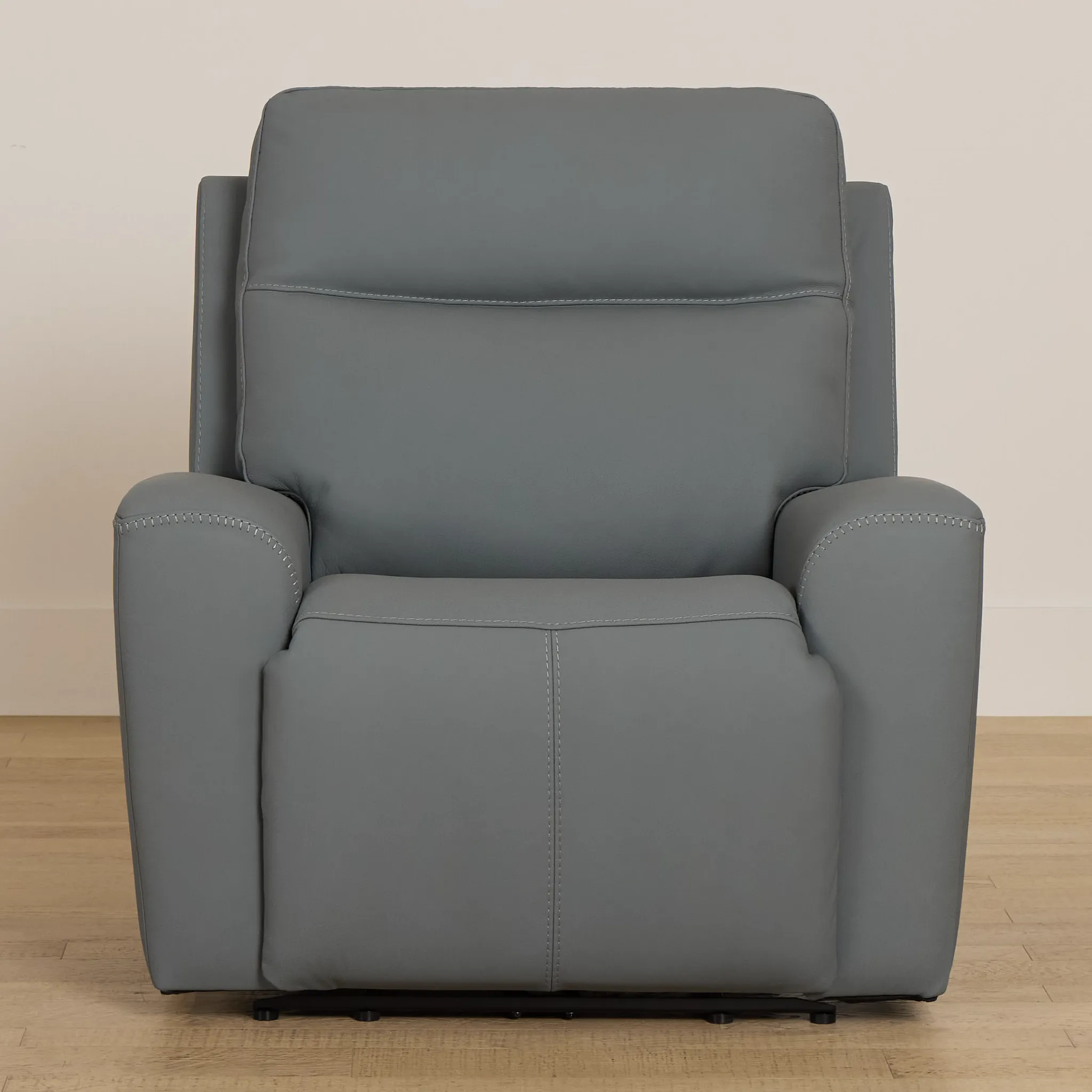 Sterling Blue Lthr/vinyl Power Recliner