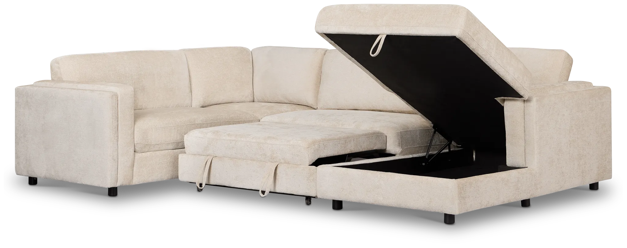 Farren Beige Fabric Medium Right Chaise Sleeper Sectional