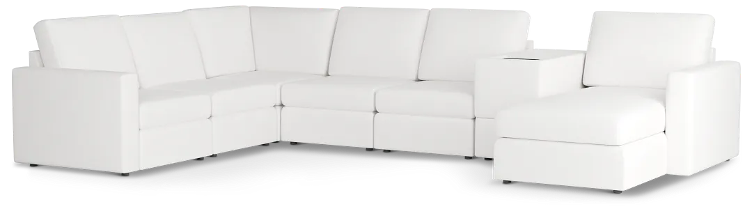 Citymod White Fabric Large Right Chaise Sectional With Media Console