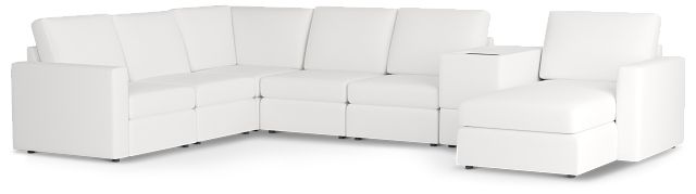 Citymod White Fabric Large Right Chaise Sectional With Media Console