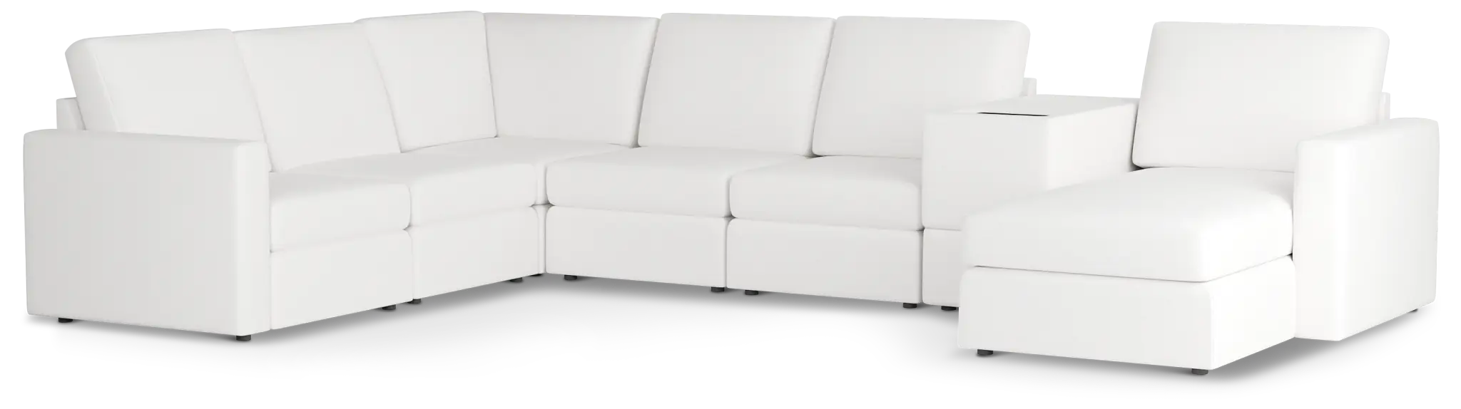 Citymod White Fabric Large Right Chaise Sectional With Media Console Citymod White Fabric Large Right Chaise Sectional With Media Console