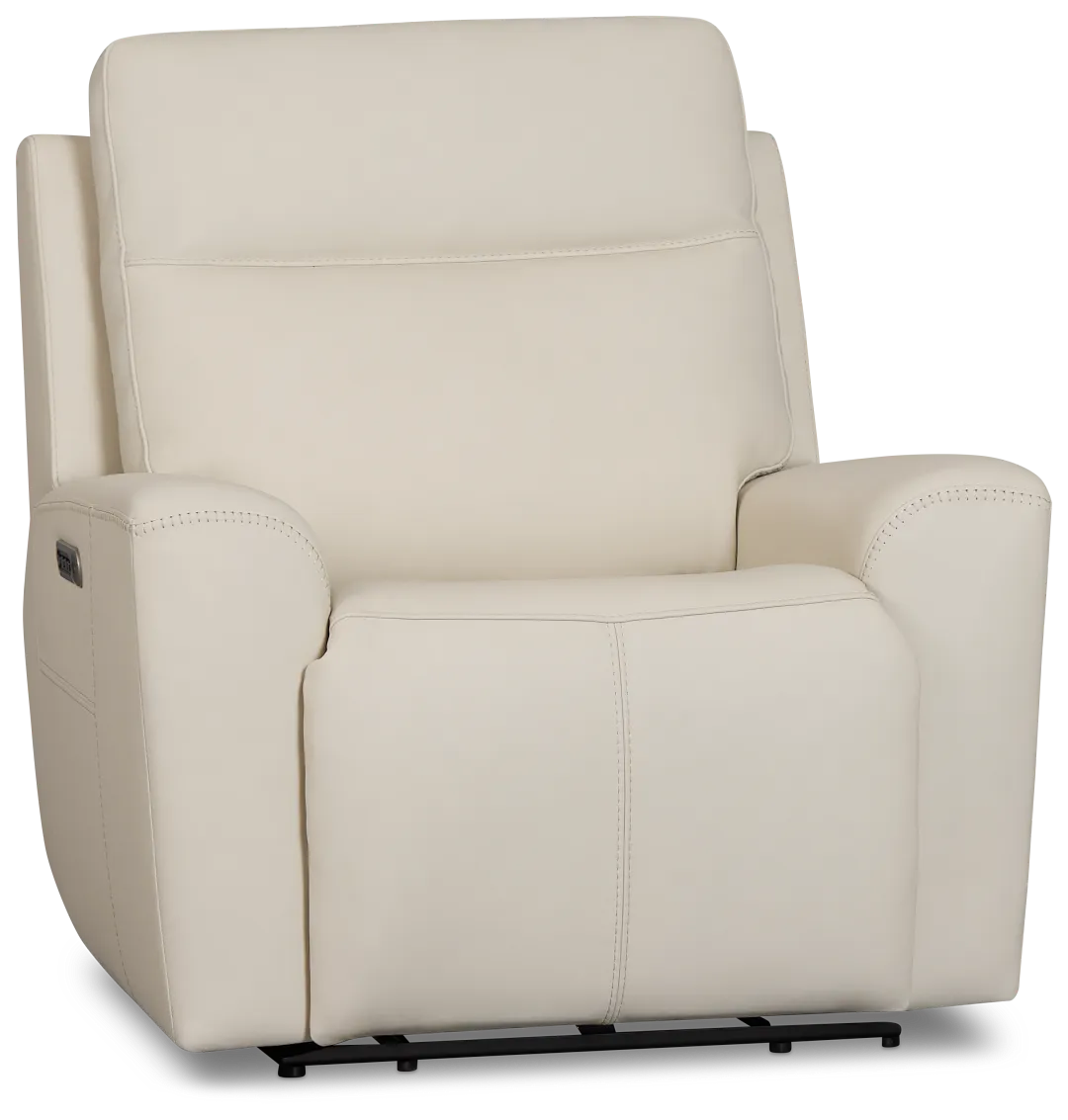 Sterling Ivory Lthr/vinyl Power Recliner