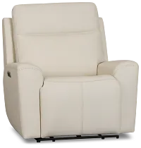 Sterling Ivory Lthr/vinyl Power Recliner