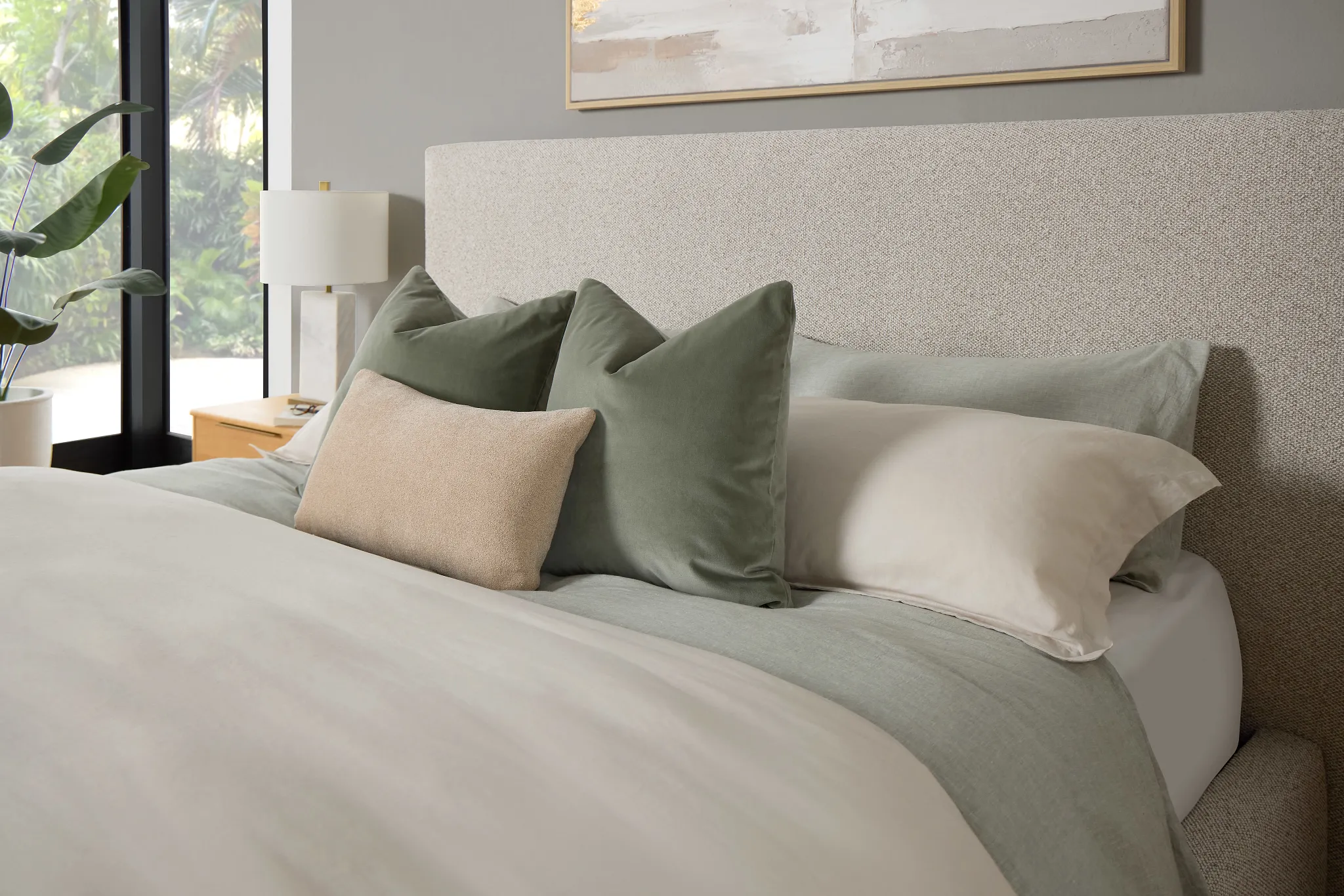 Grayton Gellar Beige 54" Upholstered Platform Bed