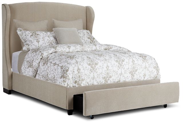 Cora Taupe Uph Platform Storage Bed