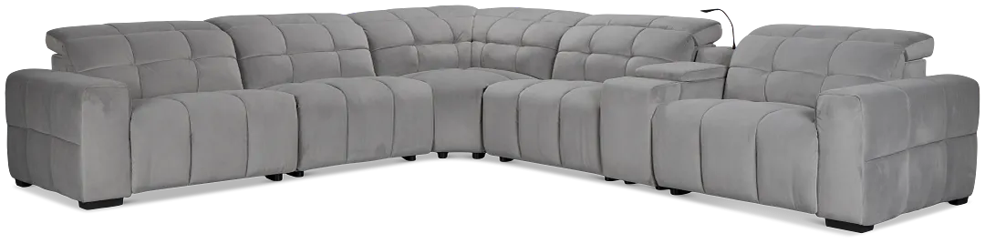 Gemma Light Gray Velvet Medium Triple Power 2-arm Sectional