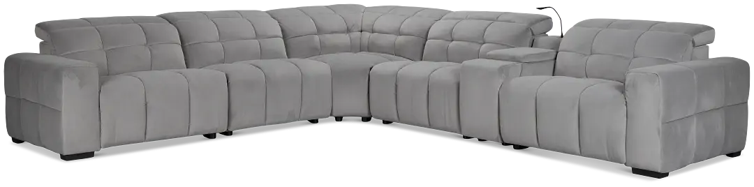 Gemma Light Gray Velvet Medium Triple Power 2-arm Sectional Gemma Light Gray Velvet Medium Triple Power 2-arm Sectional