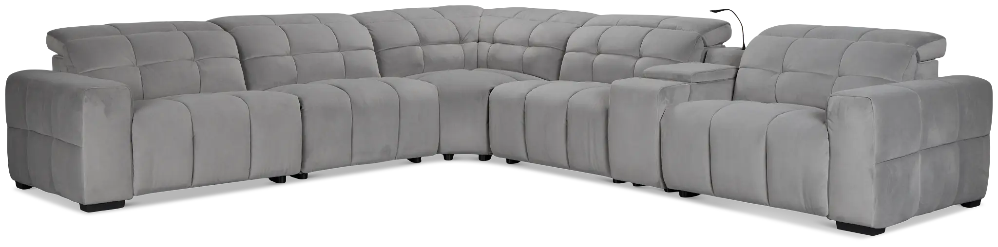 Gemma Light Gray Velvet Medium Triple Power 2-arm Sectional Gemma Light Gray Velvet Medium Triple Power 2-arm Sectional