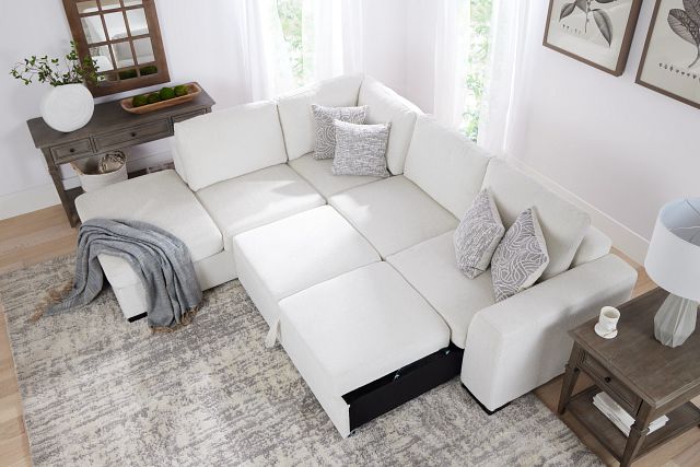 Blakely White Fabric Small Left Bumper Sleeper Sectional