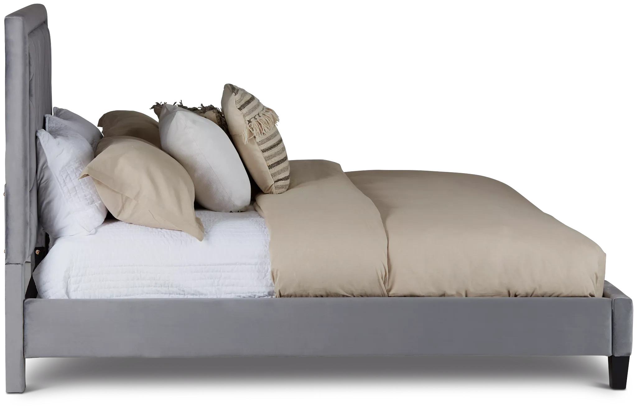 Collin Dark Gray Velvet Platform Bed