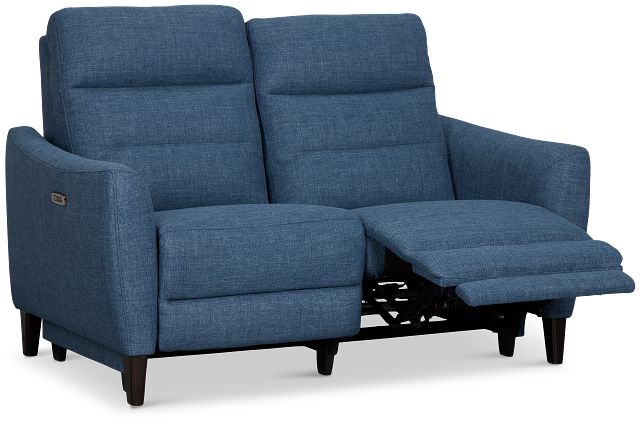Keaton Blue Fabric Power Reclining Loveseat W/ Power Headrest