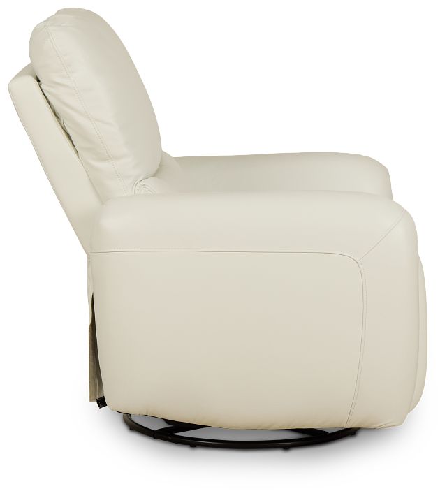 Eve White Lthr/vinyl Power Swivel Glider Recliner