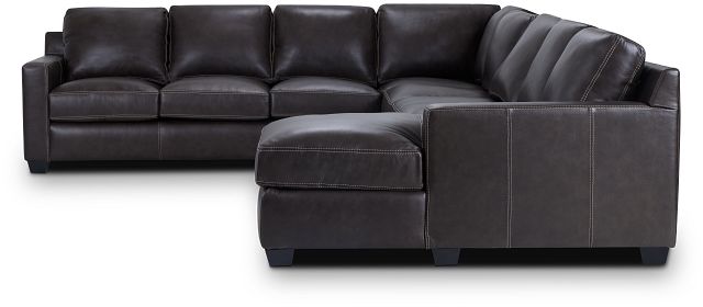 Carson Dark Brown Leather Large Right Chaise Memory Foam Sleeper Sectional (2)