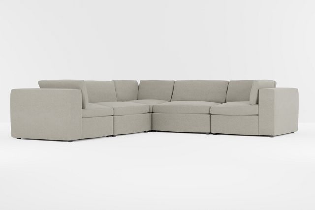 Destin Elite Gray Fabric 5-piece Modular Sectional