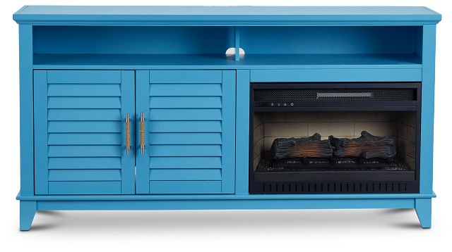 Cape May Teal 64" Tv Stand With Fireplace Insert (1)