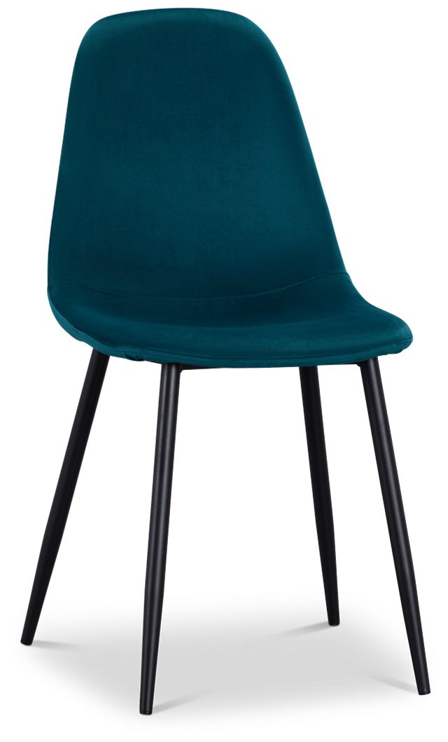 Havana Teal Velvet Upholstered Side Chair W/ Black Legs