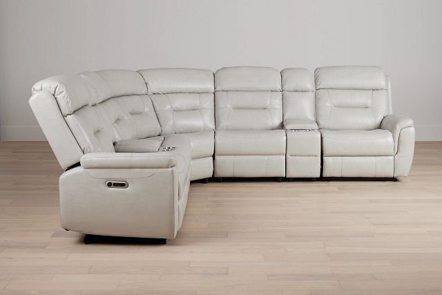 Toby2 Light Gray Micro Large Triple Power Reclining Two-arm Sectional
