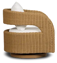 Mallorca Brown Accent Swivel Chair With White Cushions