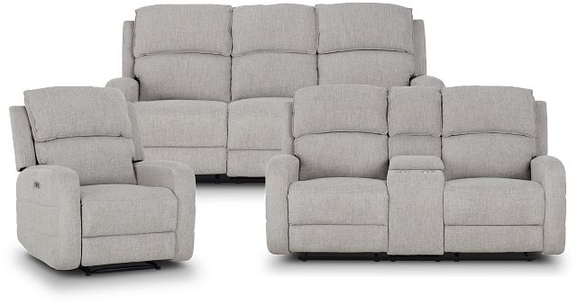 Piper Gray Fabric Power Reclining Living Room