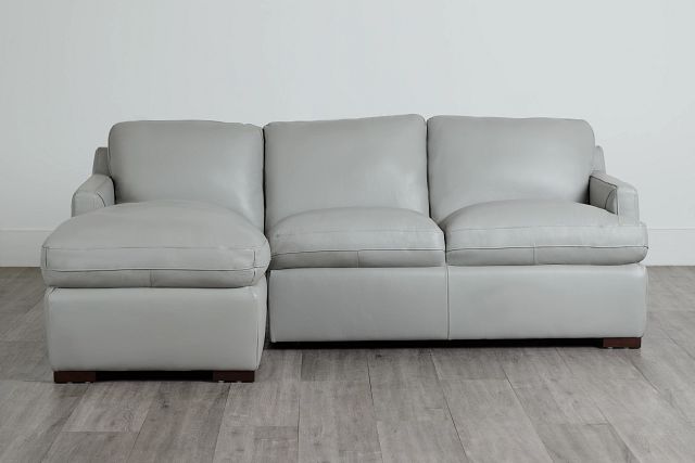 Amari Gray Leather Left Chaise Sectional