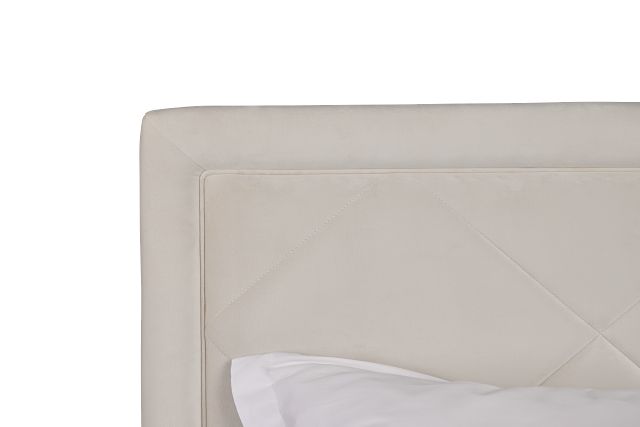 Collin Beige Velvet Platform Bed