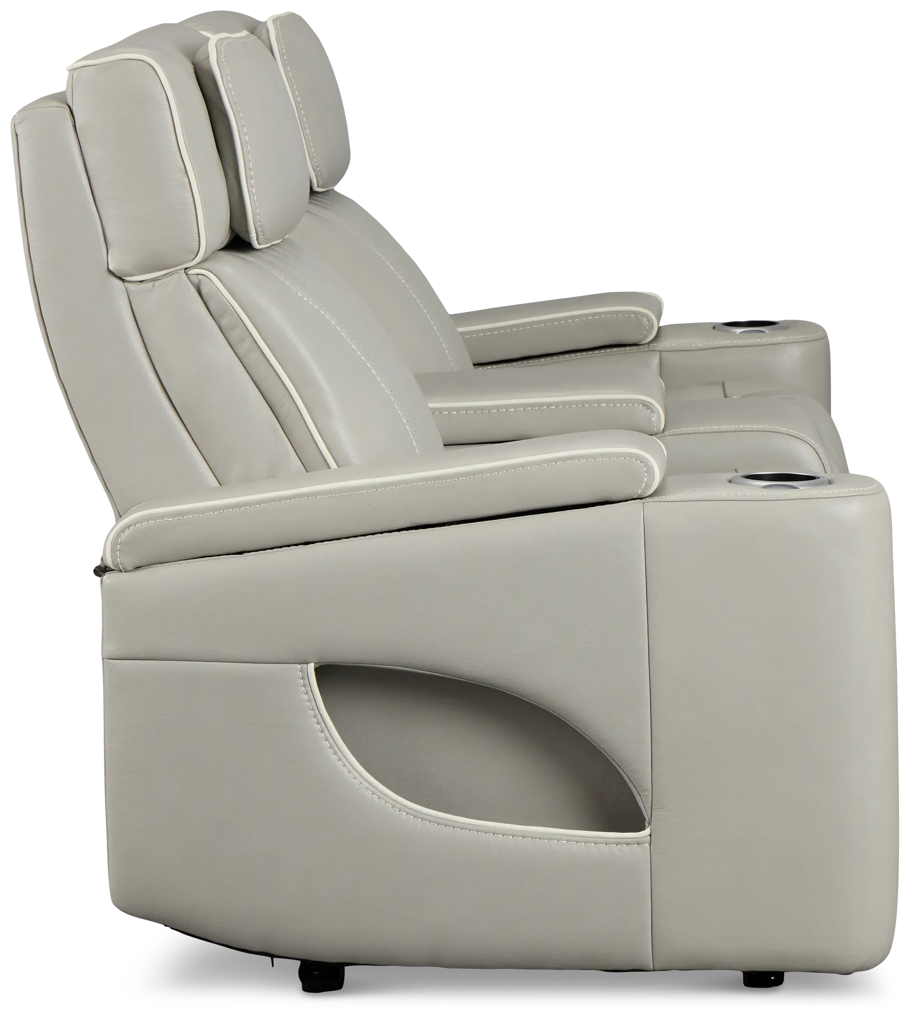 Nova Light Gray Lthr/vinyl Power Reclining Console Loveseat W/ Massage Nova Light Gray Lthr/vinyl Power Reclining Console Loveseat W/ Massage