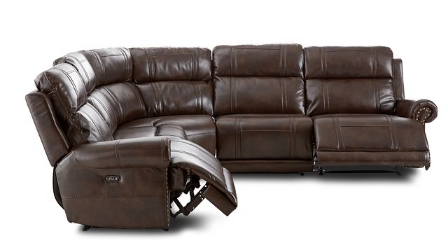Hunter Dark Brown Micro Small Two-arm Power Reclining Sectional (2)