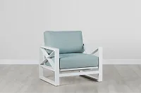 Linear White Teal Rocking Chair