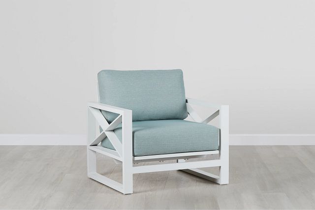 Linear White Teal Rocking Chair (0)