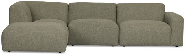 Baylor Green Fabric 4-piece Left Facing Bumper Sectional