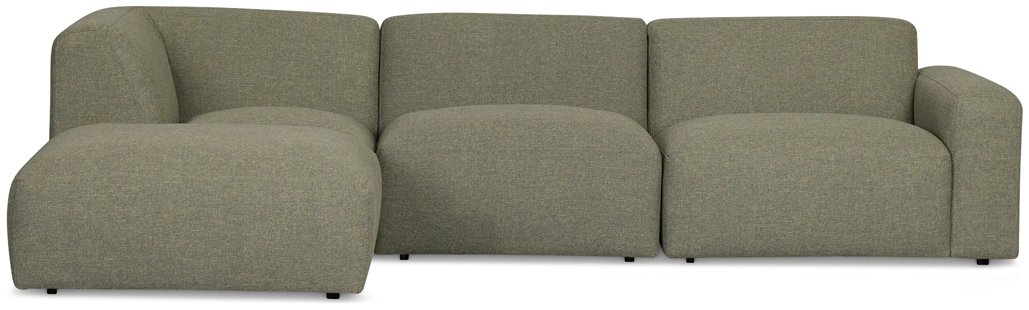 Baylor Green Fabric 4-piece Left Facing Bumper Sectional